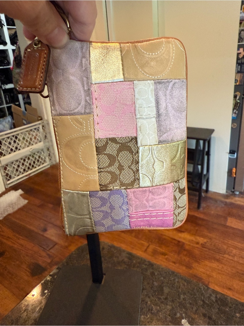 Coach Patchwork Leather Wristlet in Pastel Multicolor - Picture 4 of 8